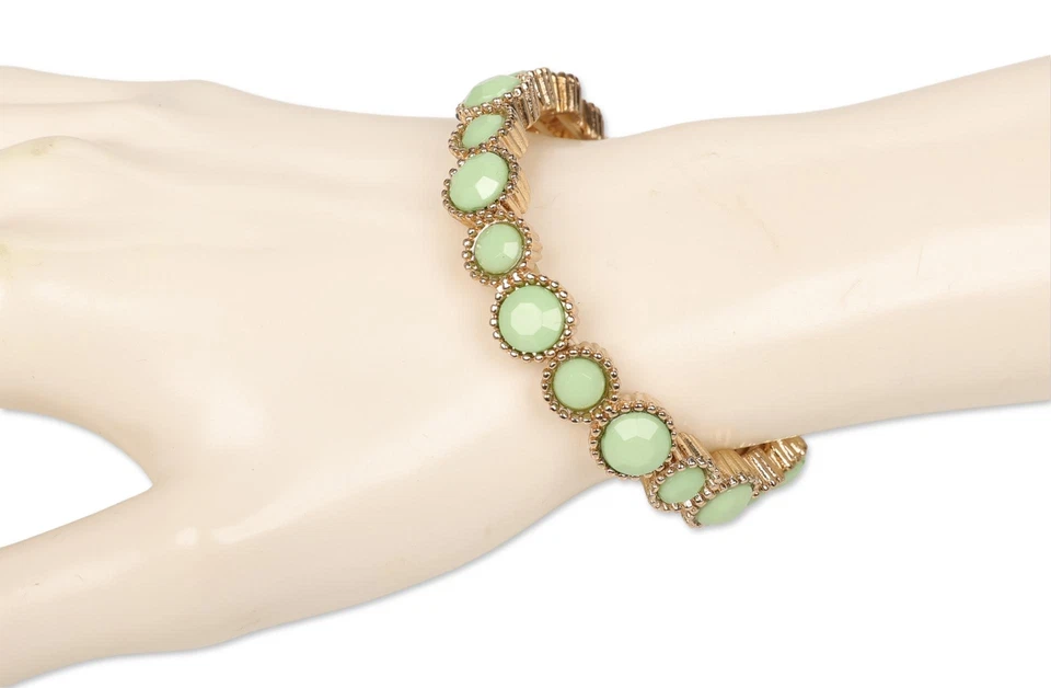 Pulsera elástica de cristal dorada/verde Natasha Accessories 302130 para mujer Foto 1 de 1