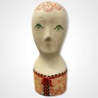 Vintage Collectible Multi-Color Hand Painted Female Head Mannequin Bust Figurine