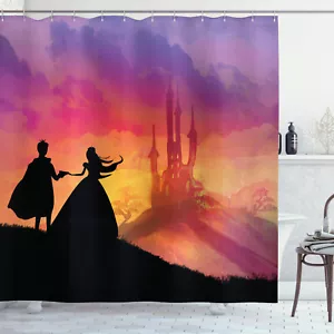 Fantasy Shower Curtain Prince Princess Castle Print for Bathroom - Picture 1 of 8