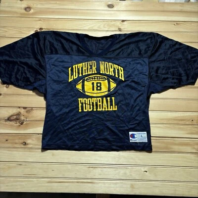 Vintage 80s Champion Jersey Luther North Football Size Large Blue Yellow - Image 1 of 4