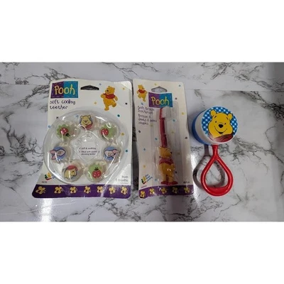 The First Years Pooh Baby Teether Toothbrush Rattle Infant Toy Set New - Image 1 of 4