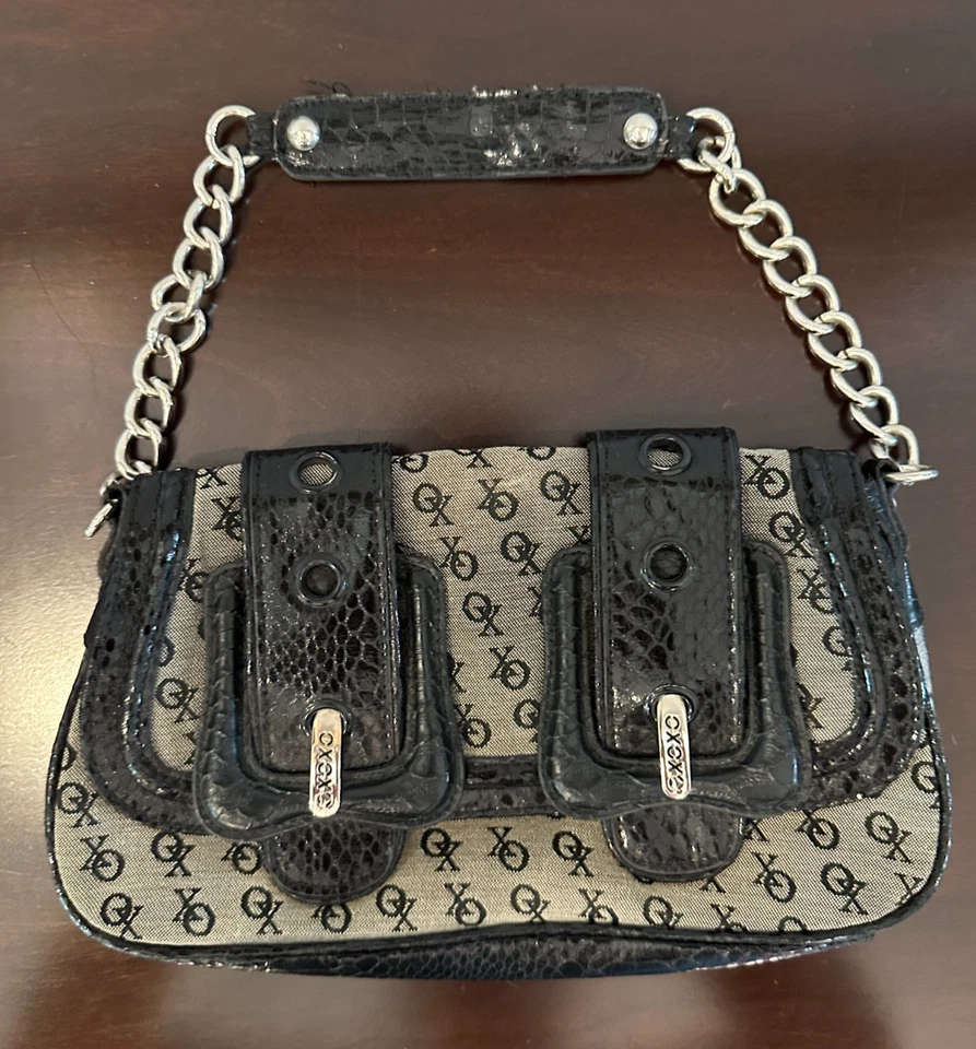 Vintage Small Black & Gray White  XOXO Handbag Purse Inside Pockets Y2K - Image 1 of 4