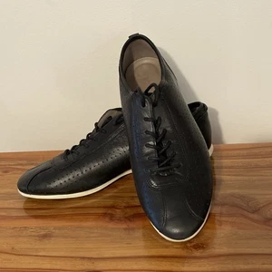 ECCO Women’s Black Leather Shoes Şize 39 US 8/8.5 Lace Up Flat Sneaker - Picture 1 of 13