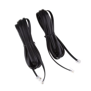 2 Pièces 6P6C RJ12 Mâle vers Mâle Plat Droit Câble Téléphone Fixe - Photo 1/4