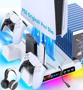 PS5/ Slim/Pro Stand for Disc & Digital Console, PS5 Cooling Station with Dual... - Picture 1 of 6