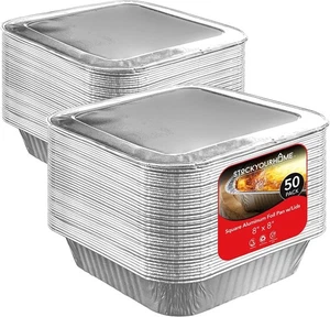 Stock Your Home Padelle per Torte Quadrate 8" (Confezione da 50) - Monouso e Riciclabile - Foto 1 di 7