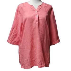 Blusa túnica para mujer Lulu B rosa 100 % lino popover XL vacaciones en la playa nueva con etiquetas - Imagen 1 de 10