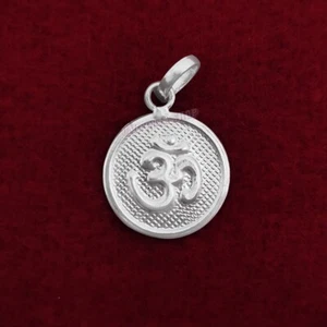 Round Shape Om Pendant in Pure Silver Ompoojashop - Picture 1 of 3
