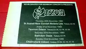 Saxon UK Tour Vintage ORIGINAL 1980 Presse/Magazin ANZEIGE 4,5"x 3" Heavy Metal - Bild 1 von 3