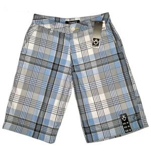 New Rusty El Niño Walk Shorts Blue Gray White Plaid 30 NWT - Picture 1 of 13