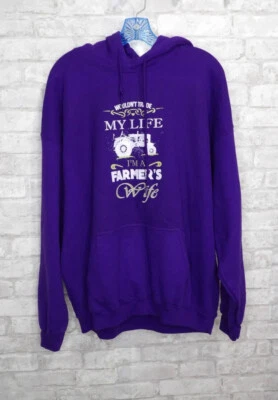 I’m A Farmers Wife Tractor Pullover Sudadera con Capucha Púrpura Gráfico Bolsillo XL Foto 1 de 4