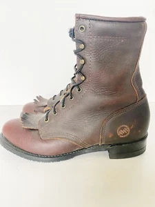 Double H Boots Women's Lacer 9300 Roper Kiltie Boots Brown Leather Sz 8 W - Picture 1 of 12