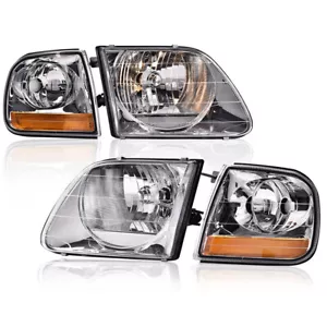 Pair Clear Headlights w/ Corner lights Fit For 97-03 Ford F150 99-02 Expedition - Picture 1 of 9