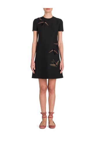 NUOVO abito ricamato Valentino Bird nero taglia 6 $3.450 (ATTUALE) #DD180