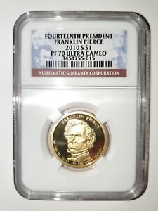 2010 S $1 NGC PF70 UC 14th President - Franklin Pierce Proof Presidential Dollar