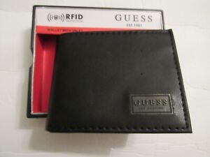 NWT Guess black Color PVC bifold wallet RFID