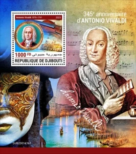 Djibouti - 2023 Compositor Antonio Vivaldi - Hoja de recuerdo de sello - DJB230141b1 - Imagen 1 de 1