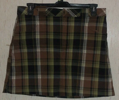 EXCELENTE PANTALÓN CORTO MUJER BLANCO CIERVO ELÁSTICO MARRÓN A CUADROS TALLA 14 Foto 1 de 3