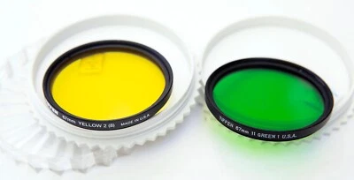 Tiffen 67mm Yellow 2 and Green 11 Filters for B&W Photography - Image 1 of 2