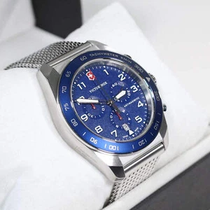 Victorinox Swiss Army Chrono Blue Dial Men's Mesh Bracelet Watch 242049 - Picture 1 of 9
