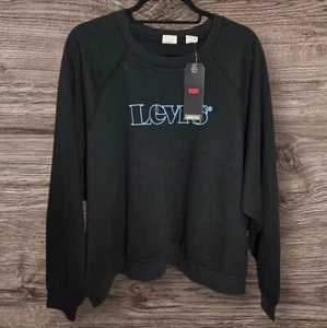 Womens Levis Sweater Spellout Crew Neck Pullover Black and Blue Size 3X - Picture 1 of 16