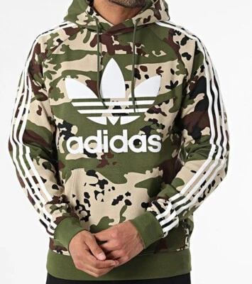 NEW MENS ADIDAS ORIGINALS CAMO 3 STRIPES TREFOIL  HOODIE ~SIZE SMALL  #IS0209 - Image 1 of 4