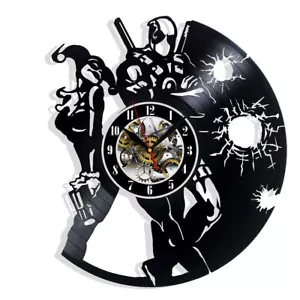 Deadpool Harley Quinn Vinyl Wanduhr Geschenk Geburtstag Ferienhaus Zimmer Deko - Bild 1 von 5