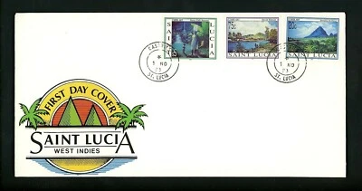 Postal History St. Lucia FDC #1002-1004 Art Paintings Caribbean Carib Art 1993 - Image 1 of 2