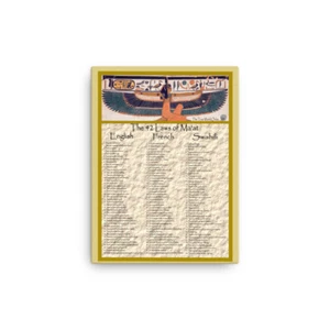 The True World Order “42 Laws of Ma’at” English, French, Swahili Canvas - Picture 1 of 16
