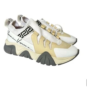 Versace Squalo Ivory White Leather Sneakers Women’s size 10.5-11 EU 41.5 - Picture 1 of 13