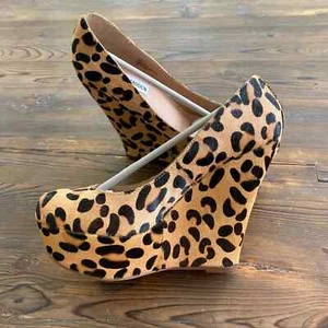 EXTREMELY RARE New Steve Madden Pammyy Leopard Platform Wedges Size 8.5 Sold Out - Picture 1 of 9