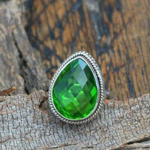De San Valentín Regalo Peridoto Piedra Topacio 925 Plata Ley Hecho a Mano Anillo - Imagen 1 de 6