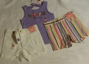GYMBOREE Girls Size 3 Glamour Safari White Striped Shorts Shirt Outfit NWT - Picture 1 of 4