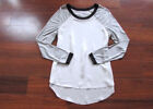 DKNYC ~ Sz Small ~ Silky COLORBLOCK Long Sleeve HIGH-LOW Pullover DKNY Shirt a37