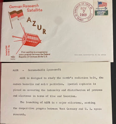 SpaceCraft Swanson #257 AZUR German Coop Research Satellite VAFB Nov 7 1969 - Image 1 of 4