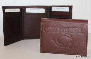 Cincinnati Reds Brown Trifold Genuine Leather Wallet Baseball MLB Great Gift - Picture 1 of 6