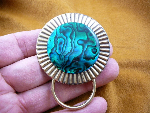 (#E747) Broche de gafas verde azul Paua Shell porta insignia de identificación Foto 1 de 1