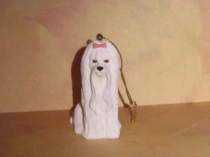 #951 MALTESER SITZEND ROSA SCHLEIFE WEIHNACHTSSCHMUCK 4x2 - Bild 1 von 1