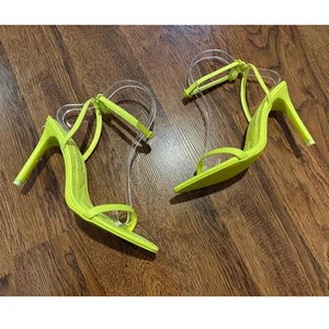Kurt Geiger London Shoreditch Strappy Sandals Neon Yellow Size 7 NWT Bold Heels - Picture 1 of 13