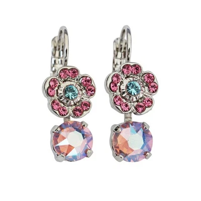 Pendientes pequeños de cristal Mariana Sunkissed Sunrise Rose AB con flor de rodio Foto 1 de 2