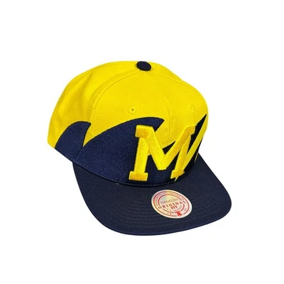 De Colección Mitchell Ness Michigan Wolverines Diente de Tiburón Snapback Gorra NCAA College Cap Foto 1 de 4