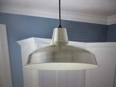 Hampton Bay 1-Light Brushed Nickel Rustic Steel Hanging Barn Light Pendant - Image 1 of 4