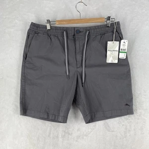 Tommy Bahama pantaloncino uomo grande grigio popeline mare elasticizzato coulisse NUOVO $80 - Foto 1 di 12