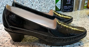 SAS SONYO BLACK PATENT LEATHER PUMPS SIZE 9 W MADE IN USA - Picture 1 of 14
