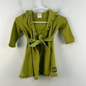 Matilda Jane Girls 4 Green Top Cardigan Long Sleeve Belt Ruffle Open Tie 13021 - Picture 1 of 8
