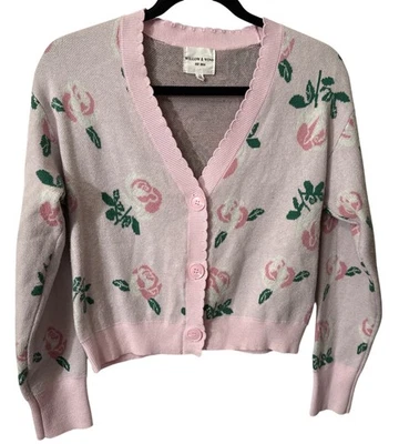 Willow & Wind Floral Rose Cardigan Sweater Size Small Pink EUC - Image 1 of 3
