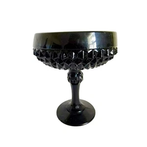 Cameo Black Diamond Point Pedestal Compote, Indiana Glass Company - Picture 1 of 11