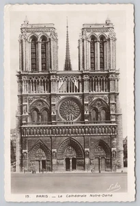 Paris Notre Dame Cathedral Gothic Façade Lutz 19 Edition Boisson RPPC Postcard - Picture 1 of 2