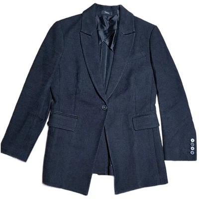 Theory Etiennette Women's Black Textured One Button Blazer Jacket Size 8 - Image 1 of 4