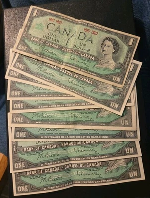 Canada Lot of 9 1967 $1 Commemorative Circulated Banknotes  - Image 1 of 2